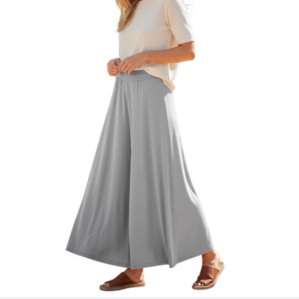 UTENOS x D.EFECT Wide Leg Palazzo Pants Knit Sz S Gray Boho Resort Versatile NWT